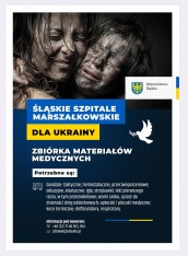 Plakat zbiórki artykułów medycznych dla Ukrainy 
